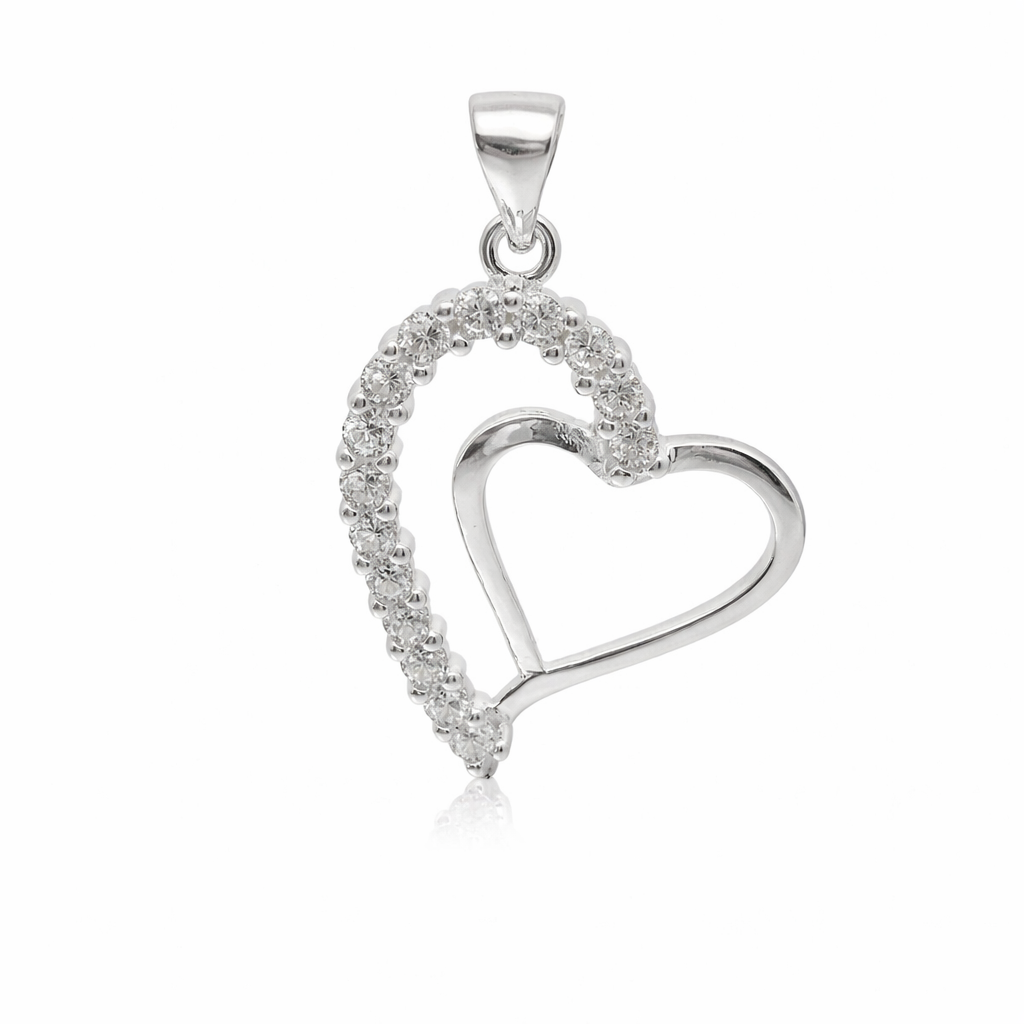 Sterling Silver Overlapping Hearts CZ Pendant