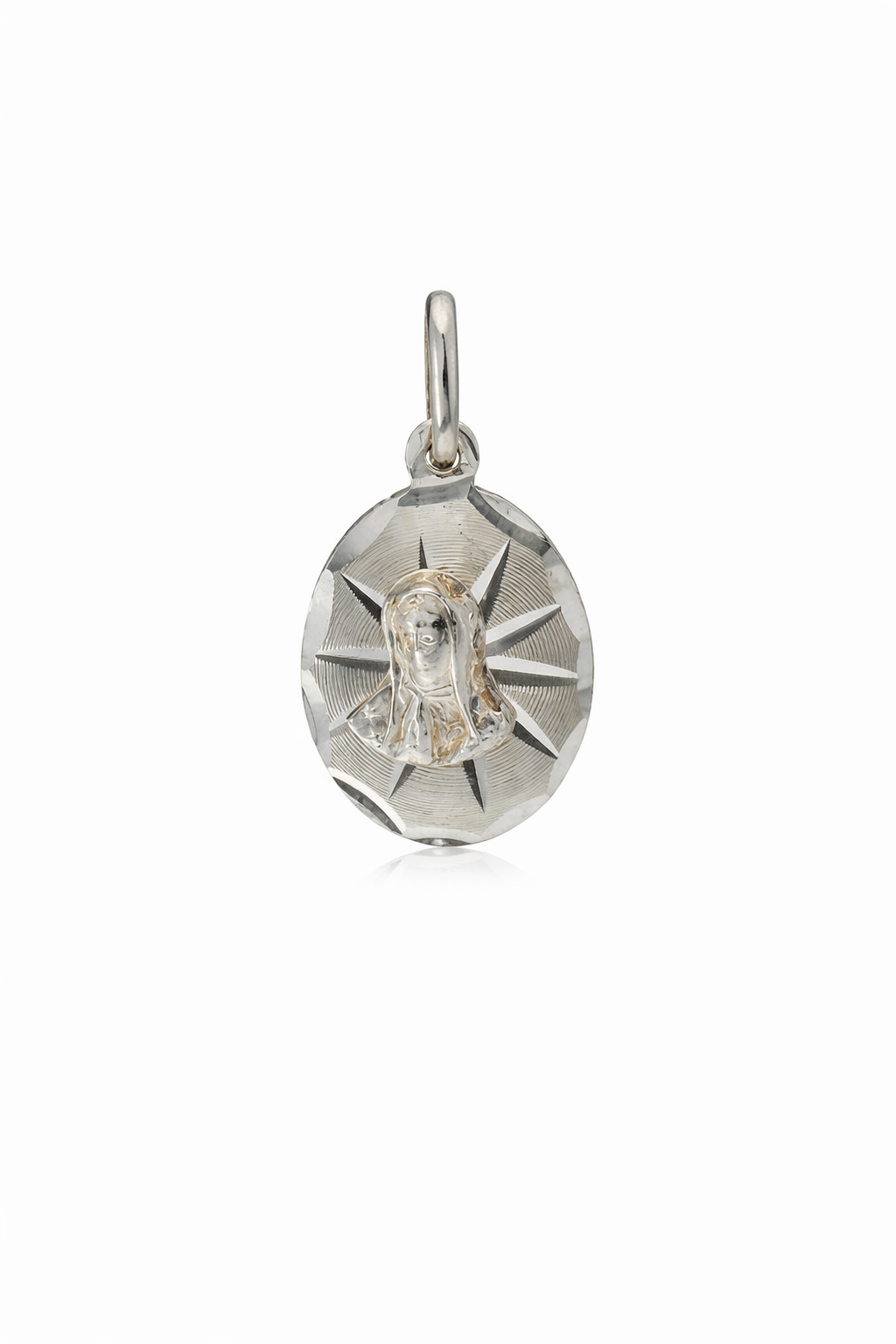 Sterling Silver Mother Mary Oval Pendant