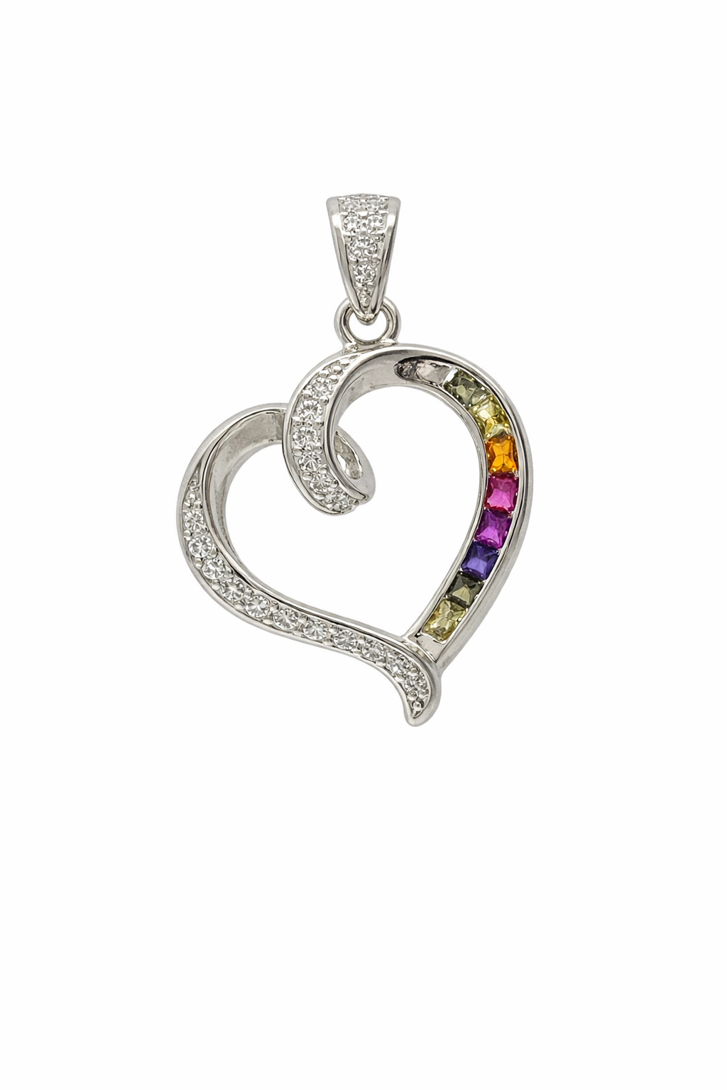 Sterling Silver Multi Color Heart Pendant