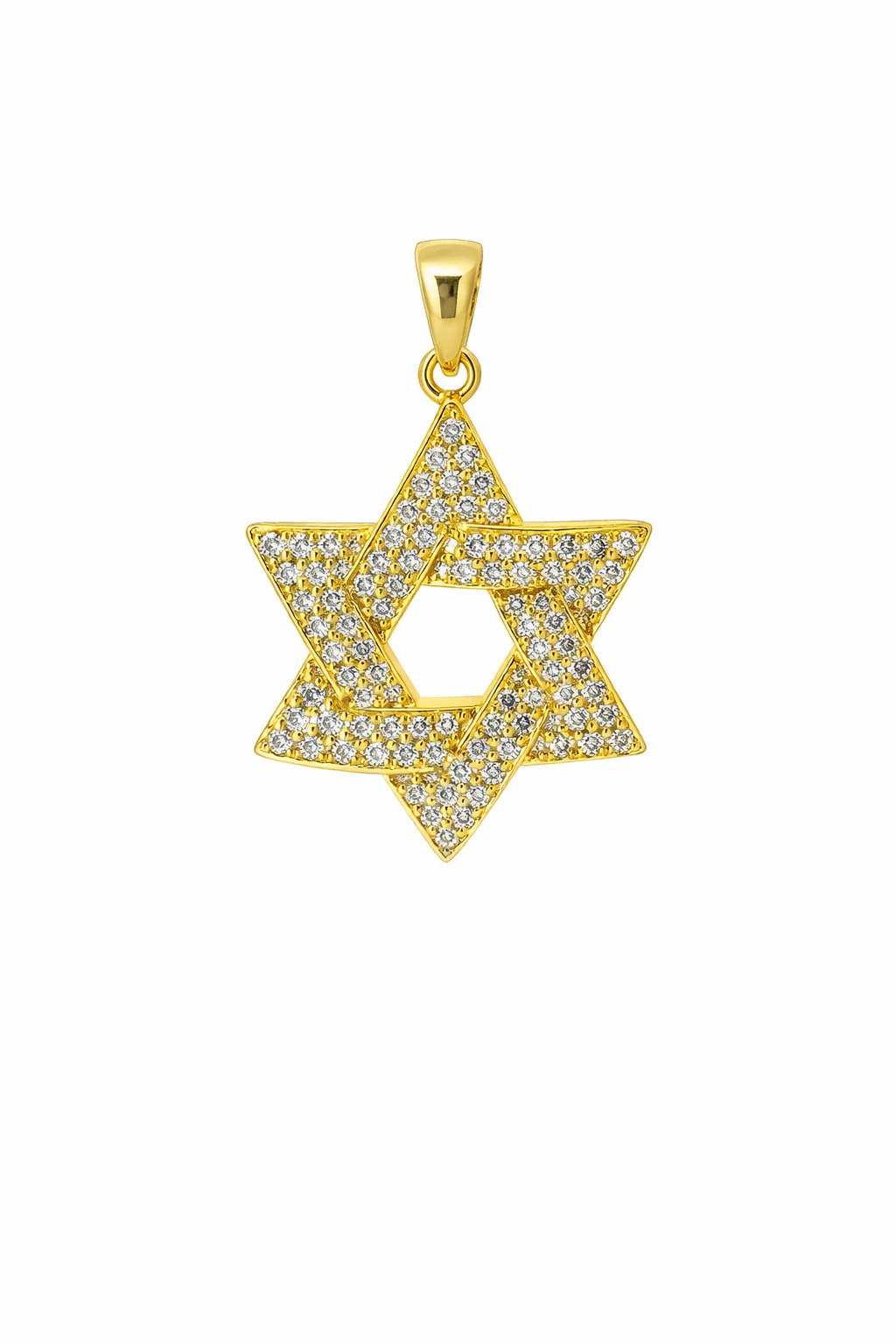 Sterling Silver CZ Gold Plate Jewish Star Pendant