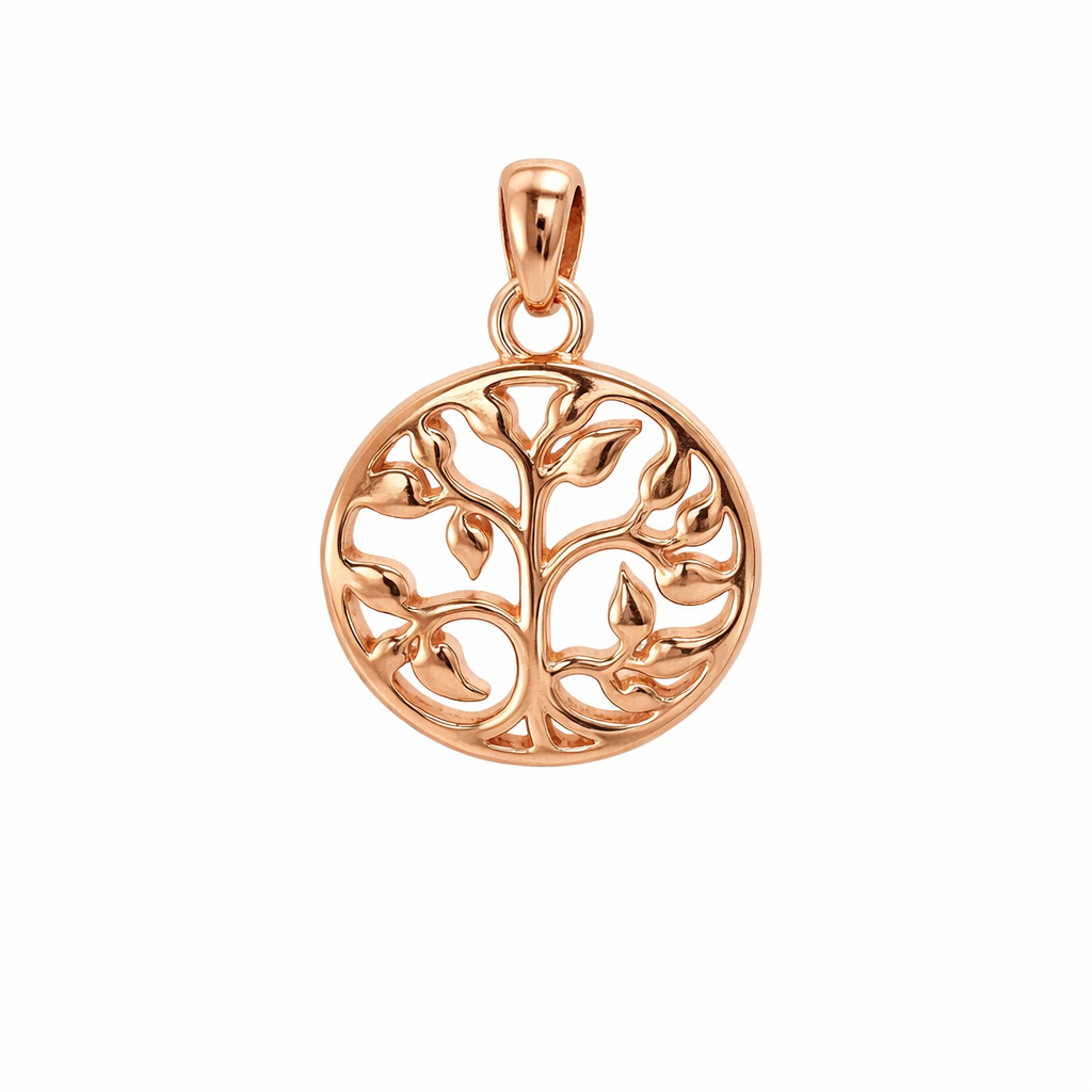 Sterling Silver Rose Gold Plated Tree of Life Pendant