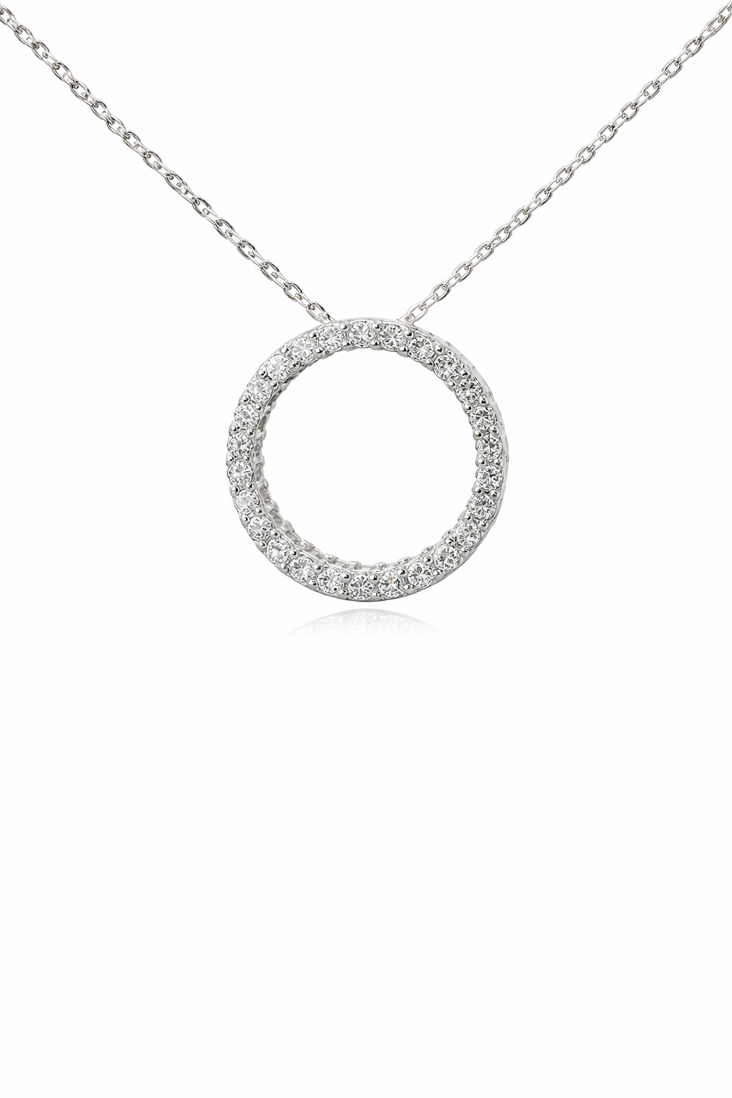 Sterling Silver Round CZ Pendant (21MM)