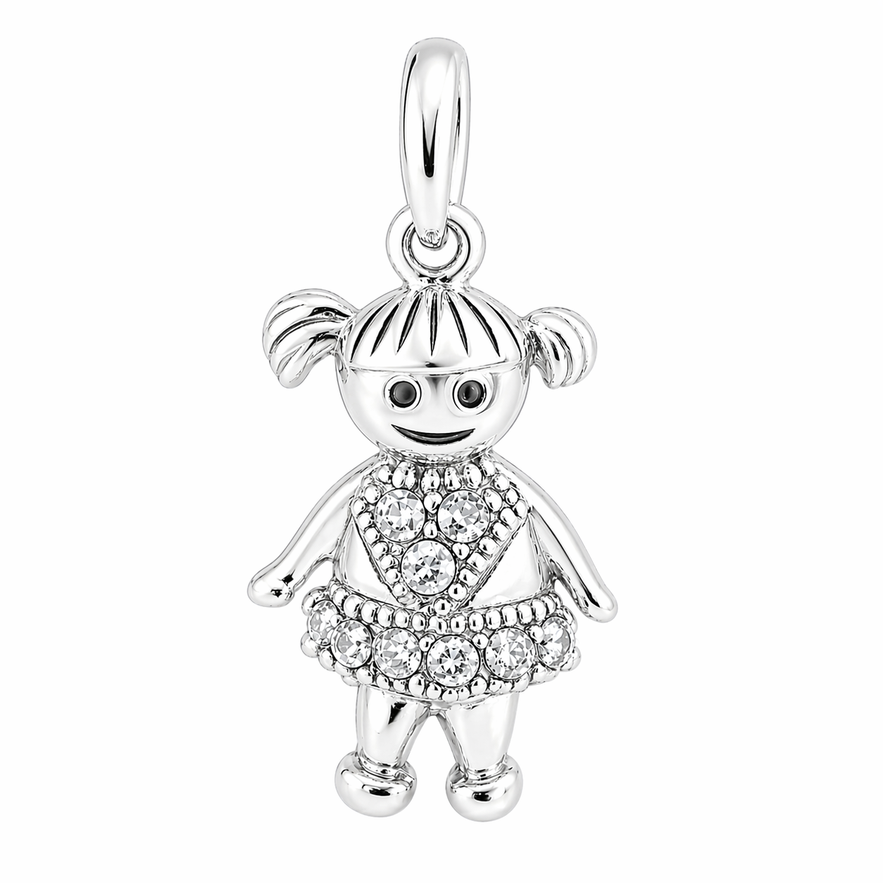 Sterling Silver Girl Birthstone Pendant Shiny