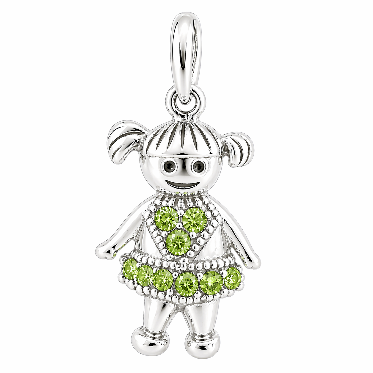 Sterling Silver Girl Birthstone Pendant Shiny
