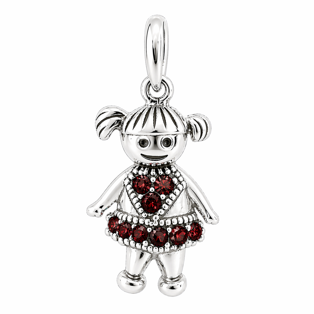 Sterling Silver Girl Birthstone Pendant Shiny