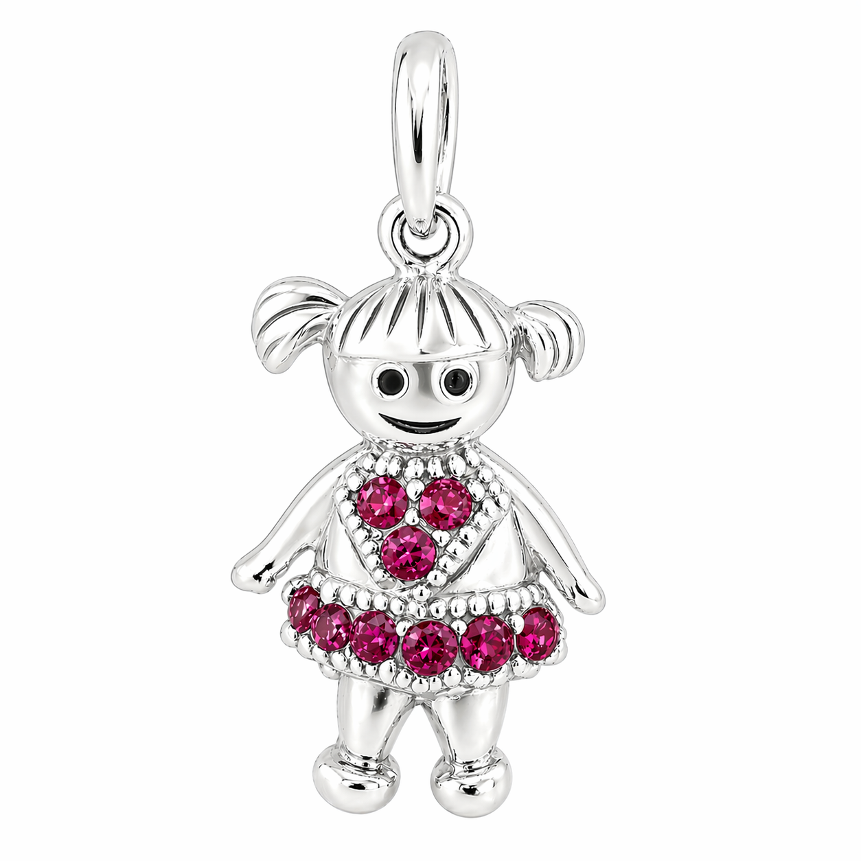 Sterling Silver Girl Birthstone Pendant Shiny