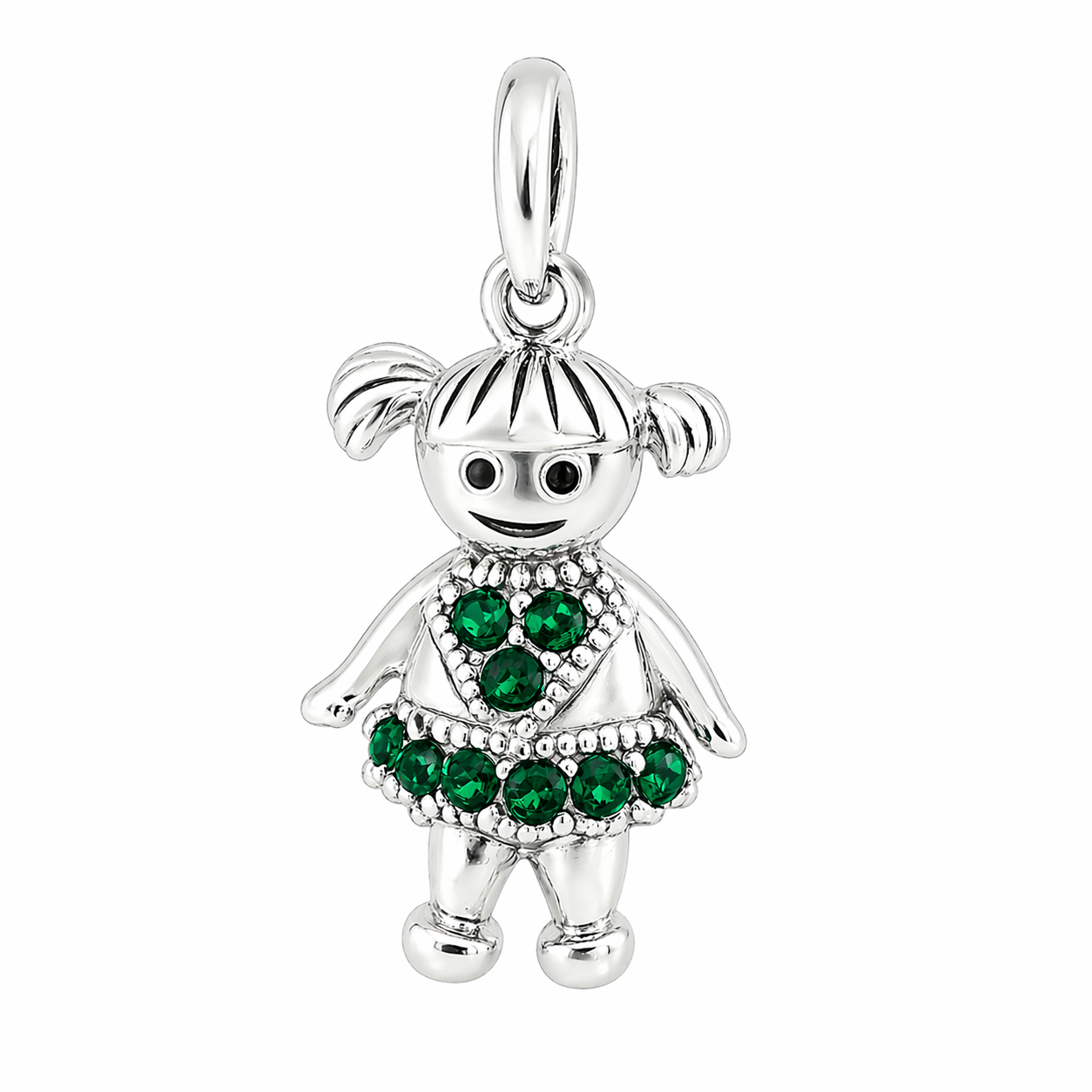 Sterling Silver Girl Birthstone Pendant Shiny