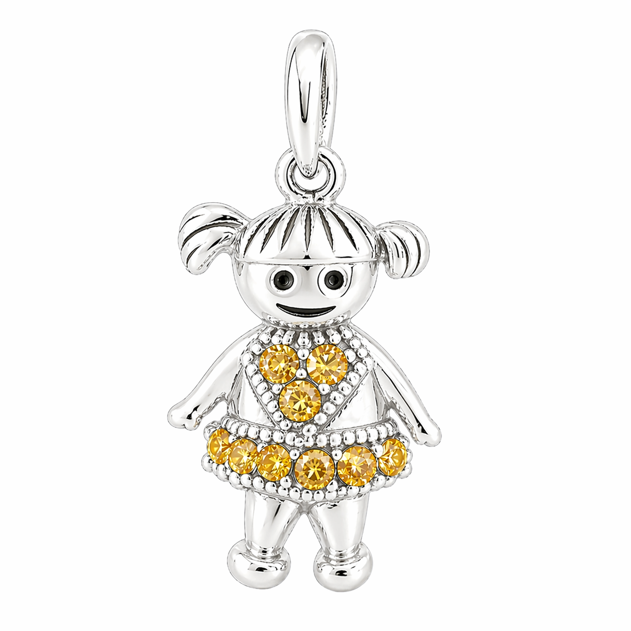 Sterling Silver Girl Birthstone Pendant Shiny