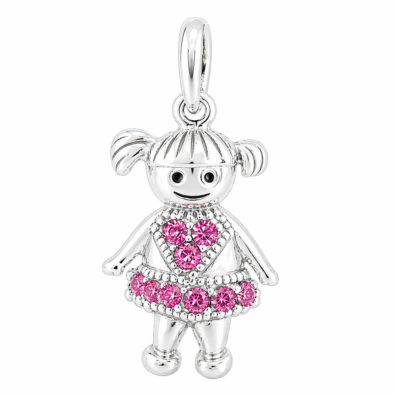 Sterling Silver Girl Birthstone Pendant Shiny