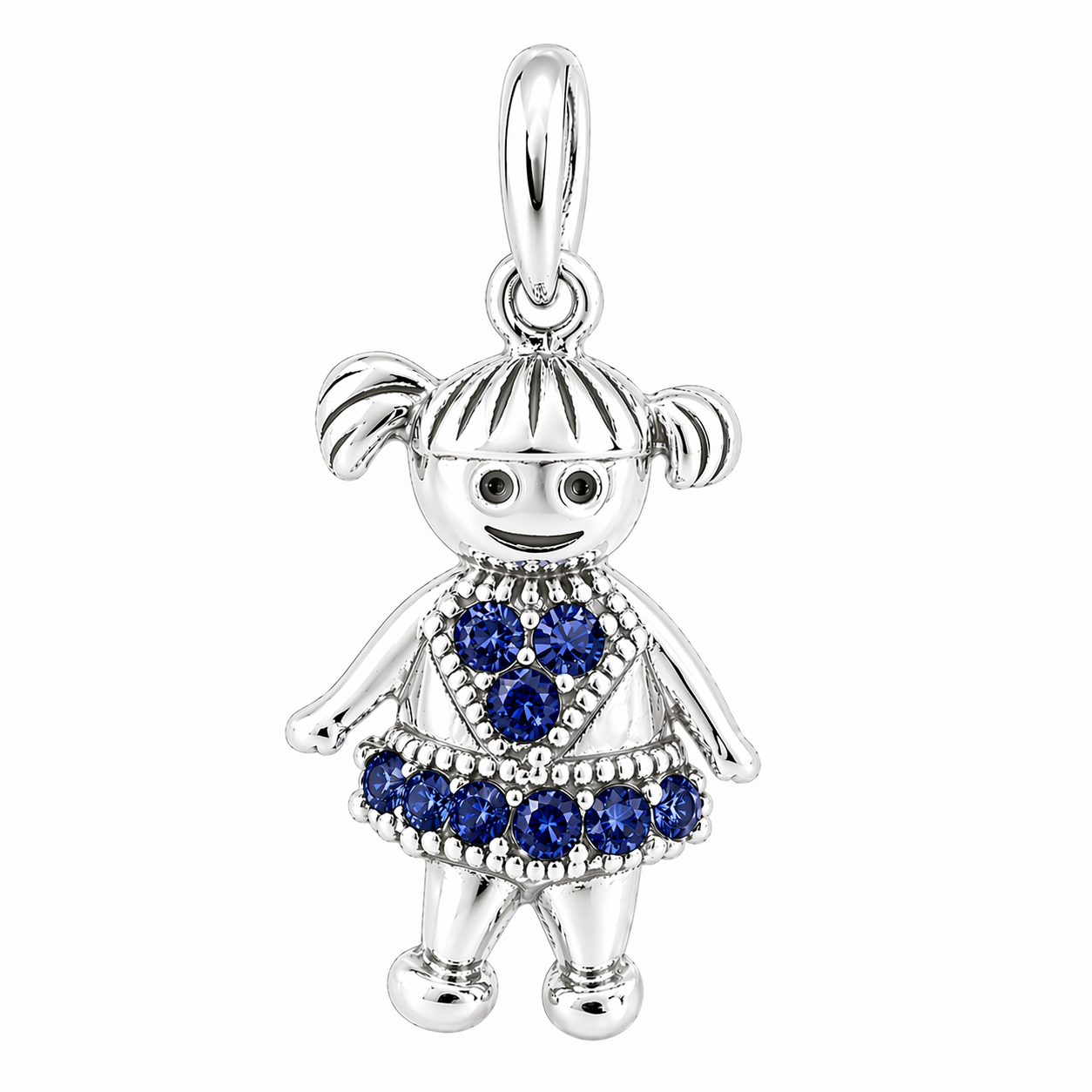 Sterling Silver Girl Birthstone Pendant Shiny