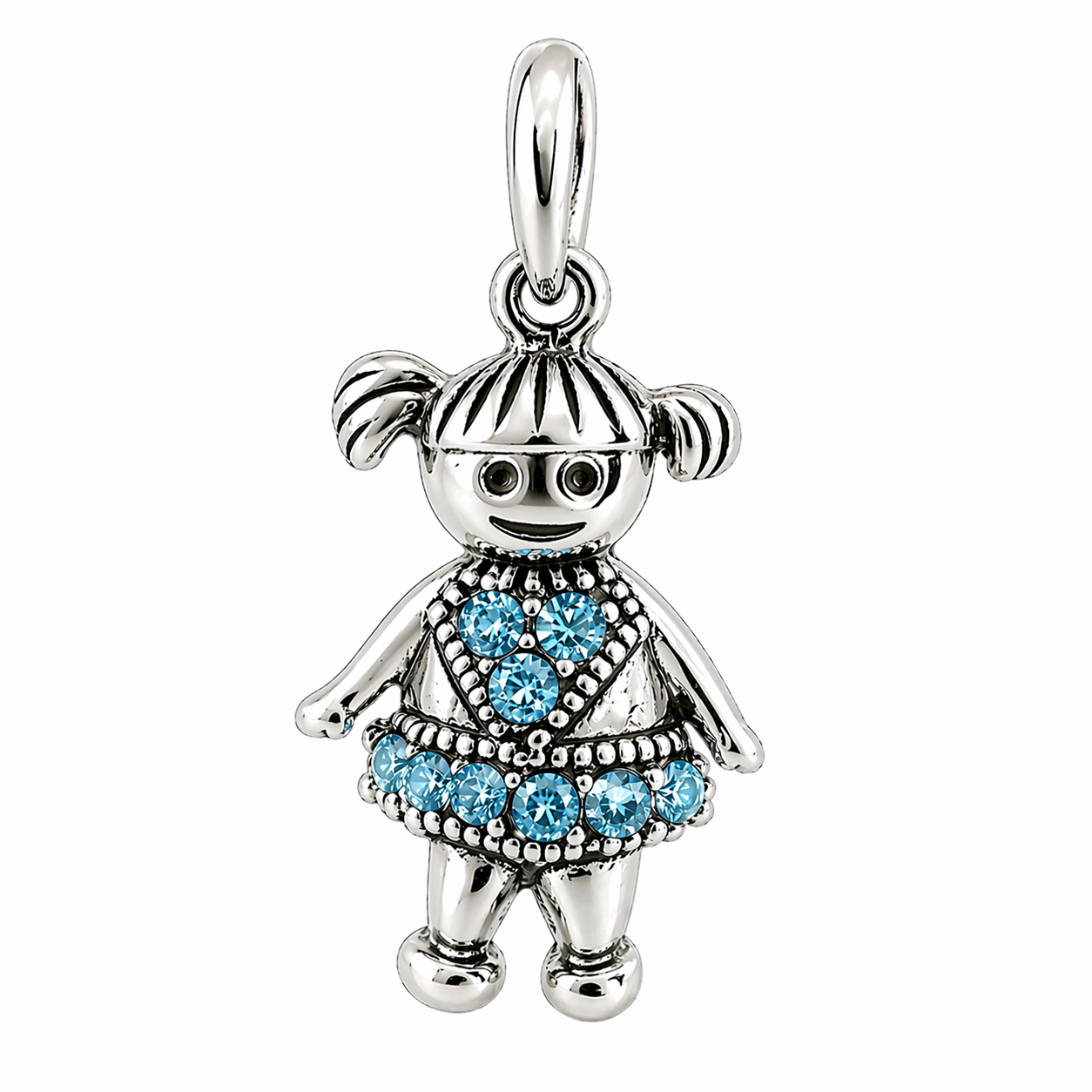 Sterling Silver Girl Birthstone Pendant