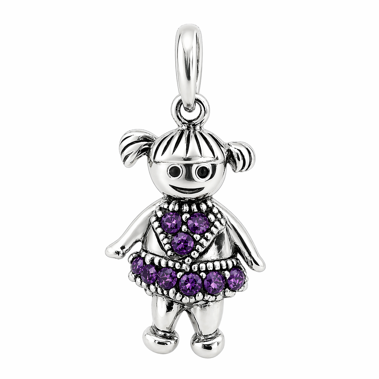 Sterling Silver Girl Birthstone Pendant