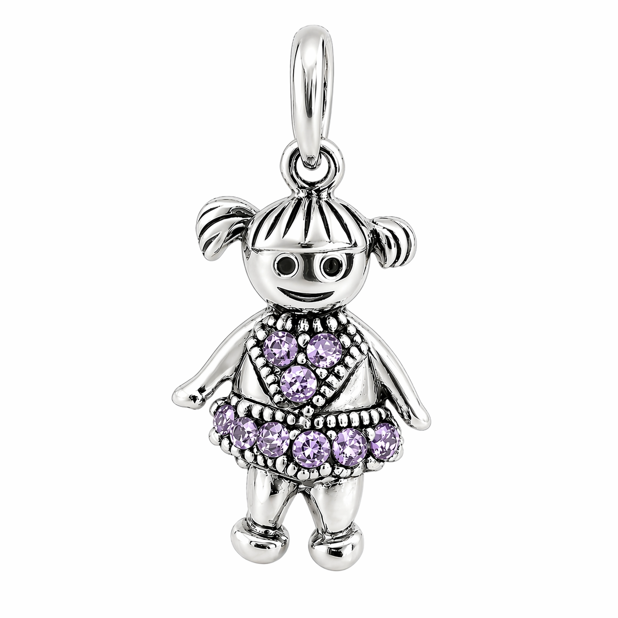 Sterling Silver Girl Birthstone Pendant