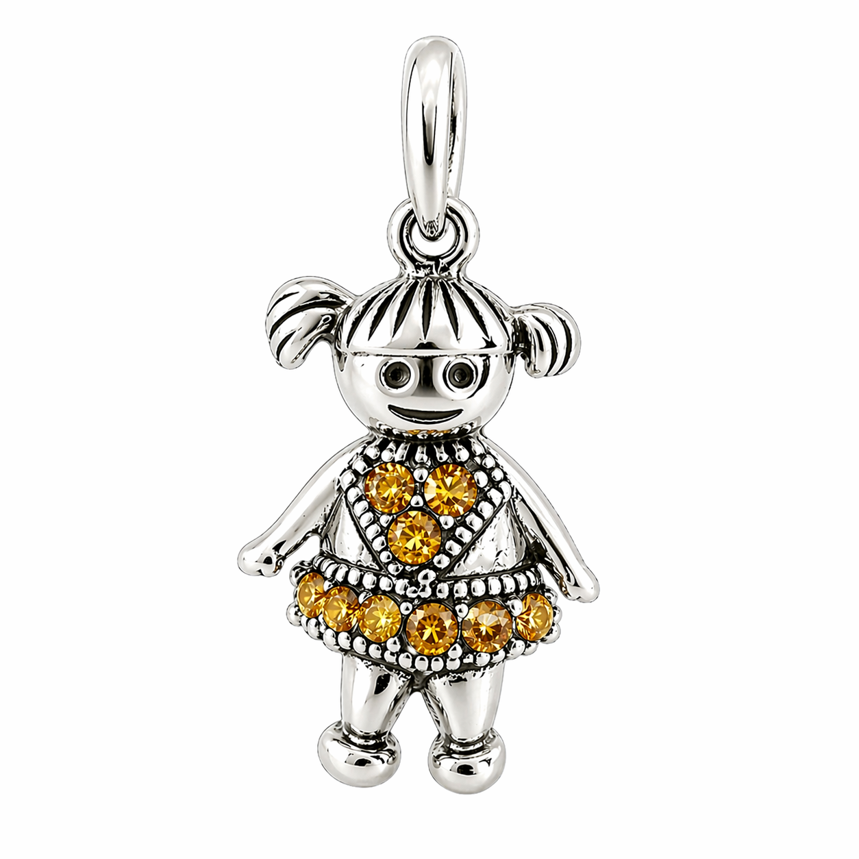 Sterling Silver Girl Birthstone Pendant
