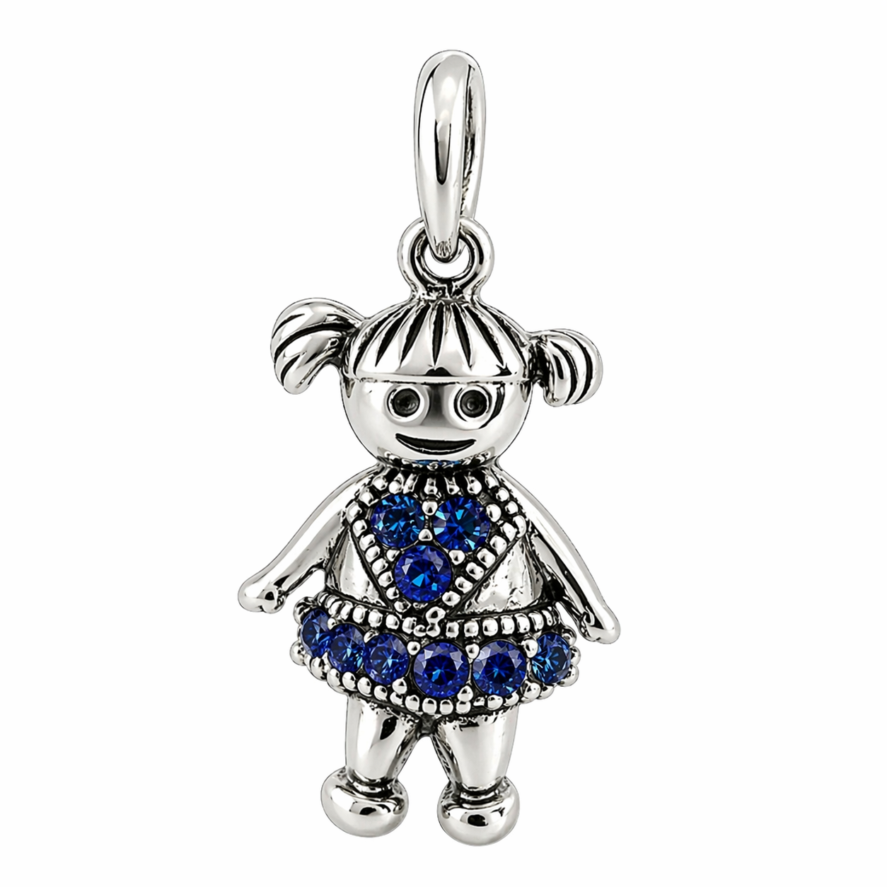 Sterling Silver Girl Birthstone Pendant