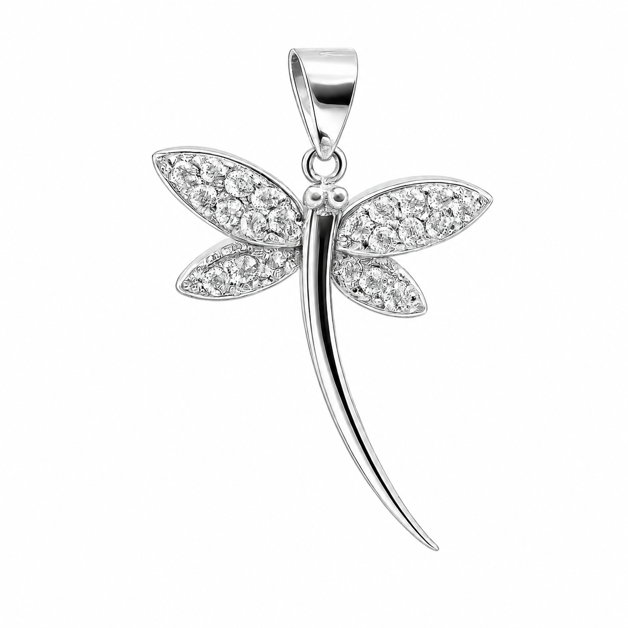 Sterling Silver CZ Dragonfly Pendant