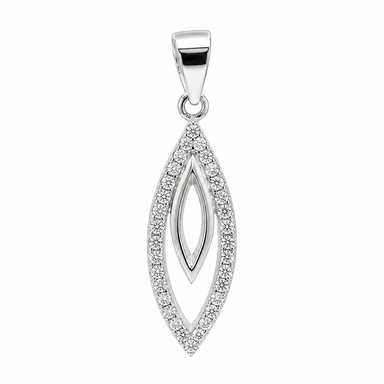 Sterling Silver CZ Marquise Shape Pendant