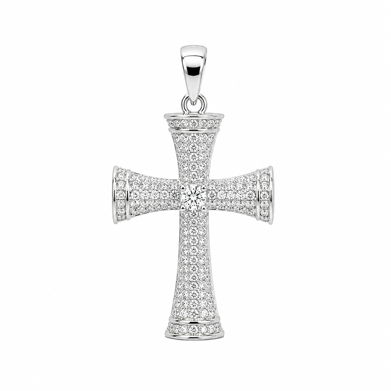 Sterling Silver CZ Pave Cross Pendant