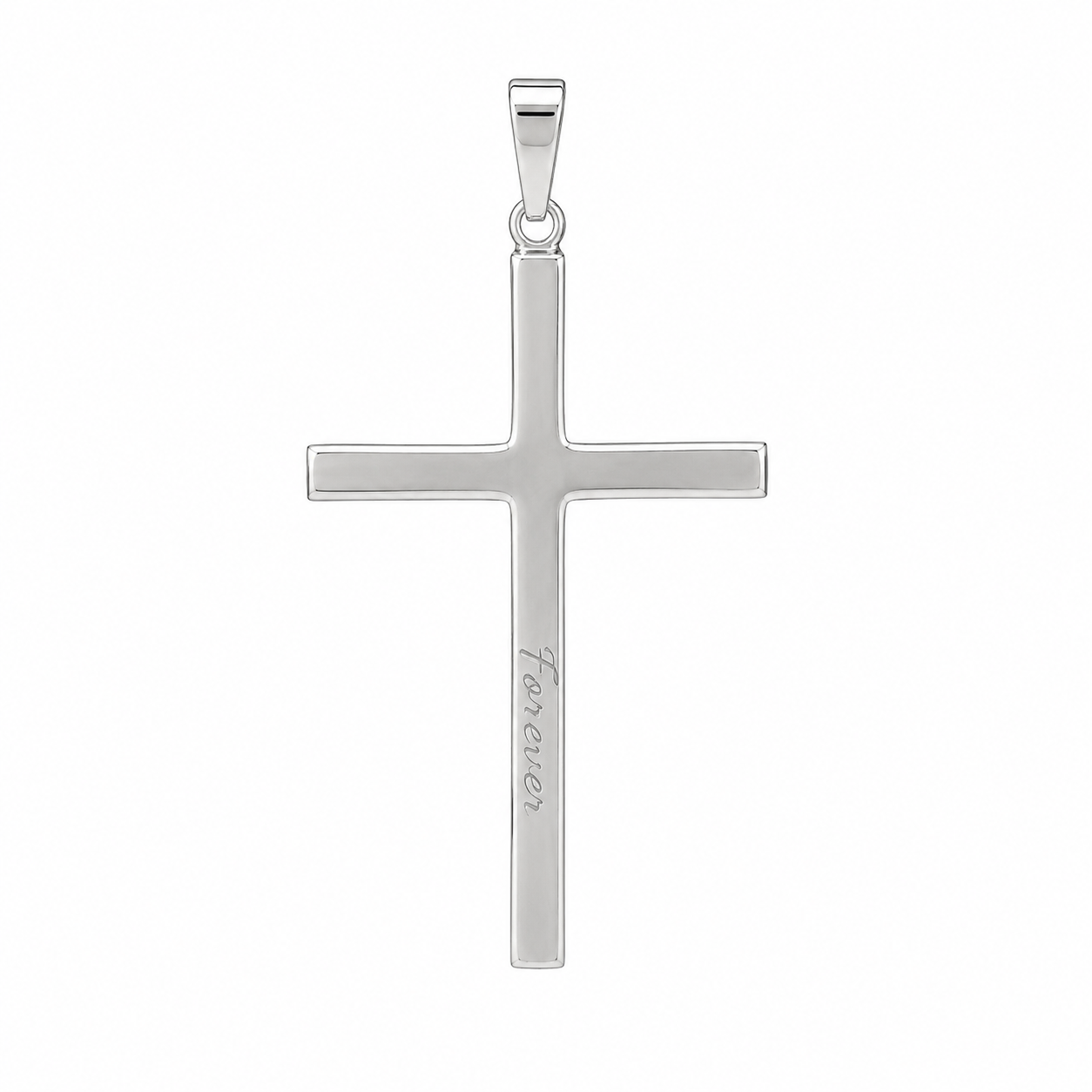 Sterling Silver High Polished "Forever" Cross Pendant