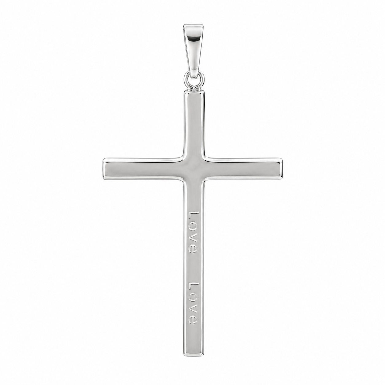 Sterling Silver High Polished "Love" Cross Pendant