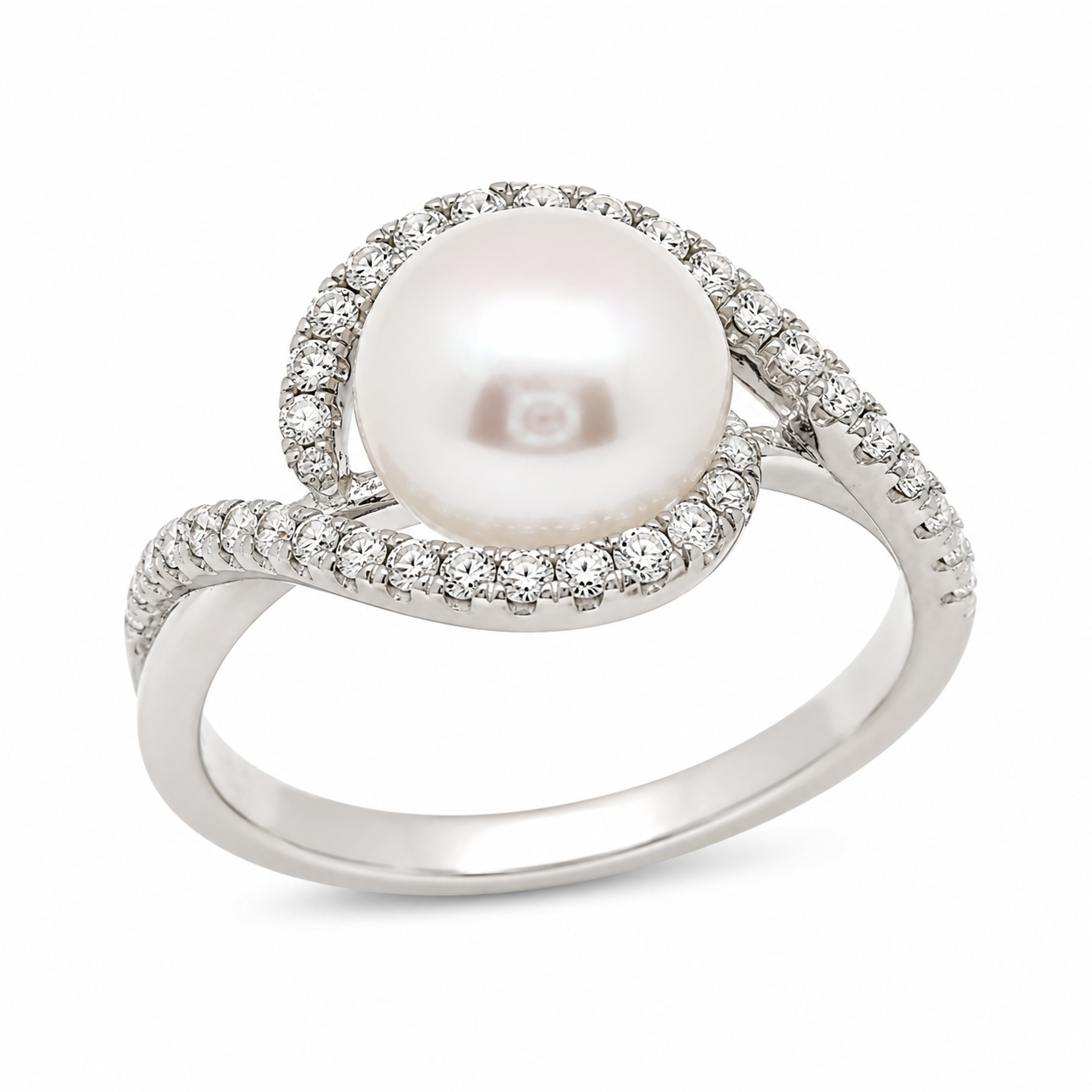 Sterling Silver 2 Swirl With Pearl Center