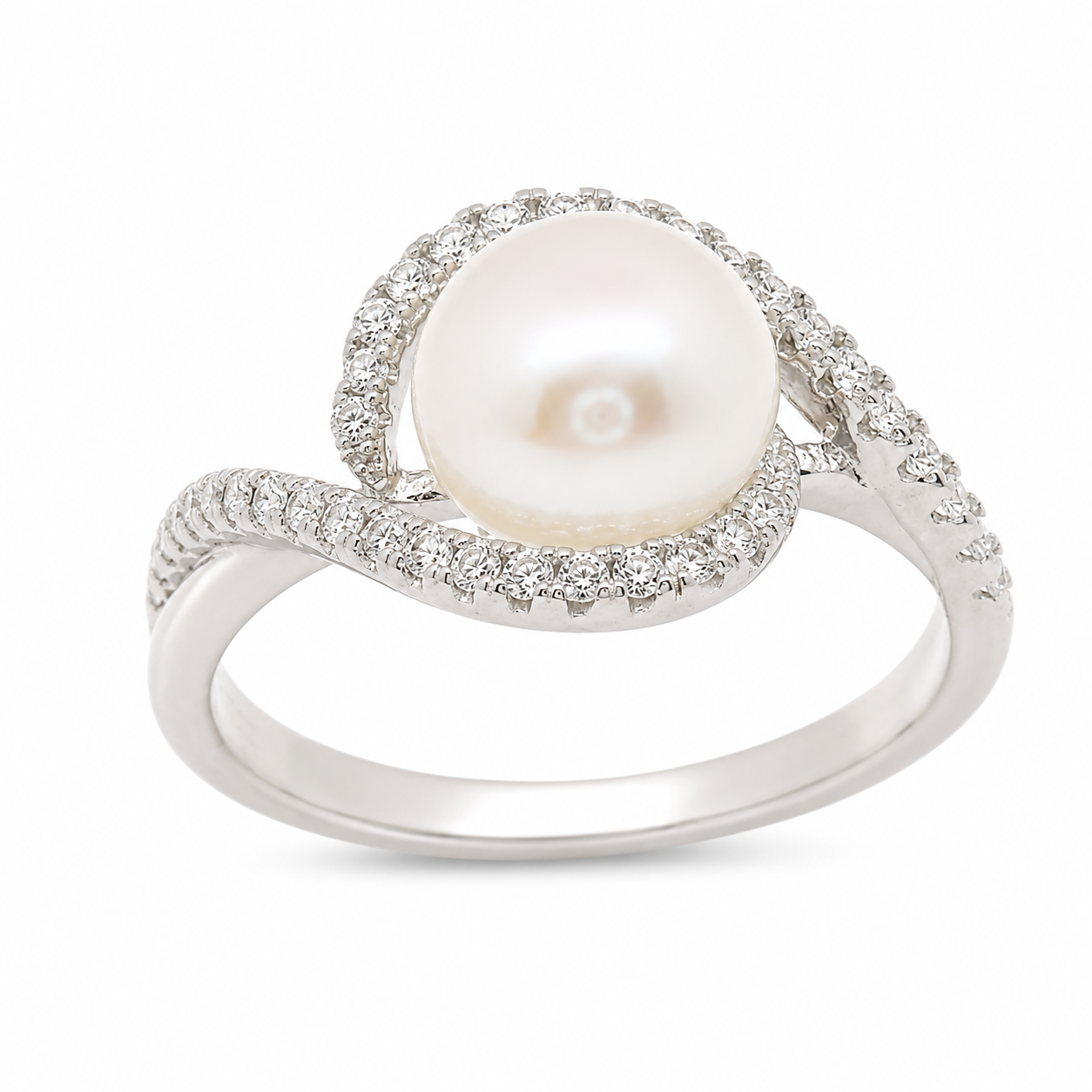 Sterling Silver 2 Swirl With Pearl Center