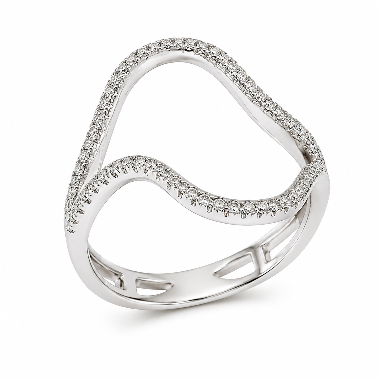 Sterling Silver Open Oval CZ Swirl Ring