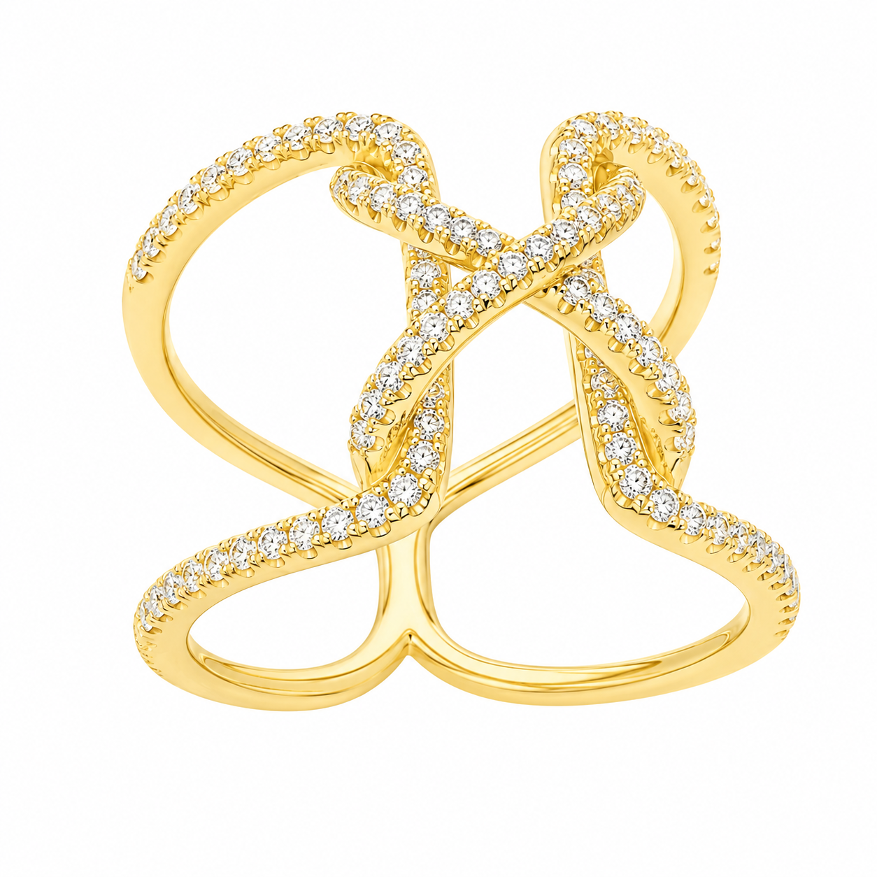 Sterling Silver Cross Over Wide Ring