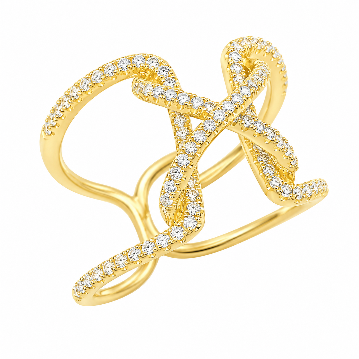 Sterling Silver Cross Over Wide Ring