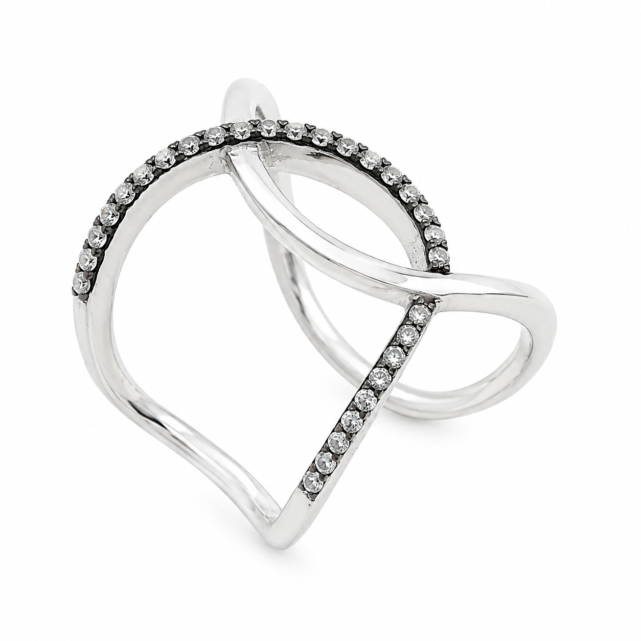 Sterling Silver 2 Open Circles Stacked Ring