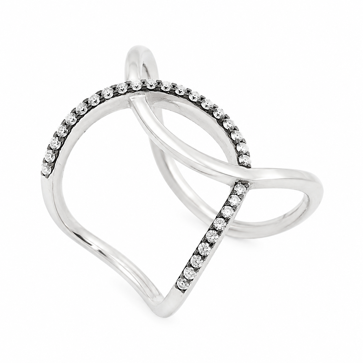 Sterling Silver 2 Open Circles Stacked Ring