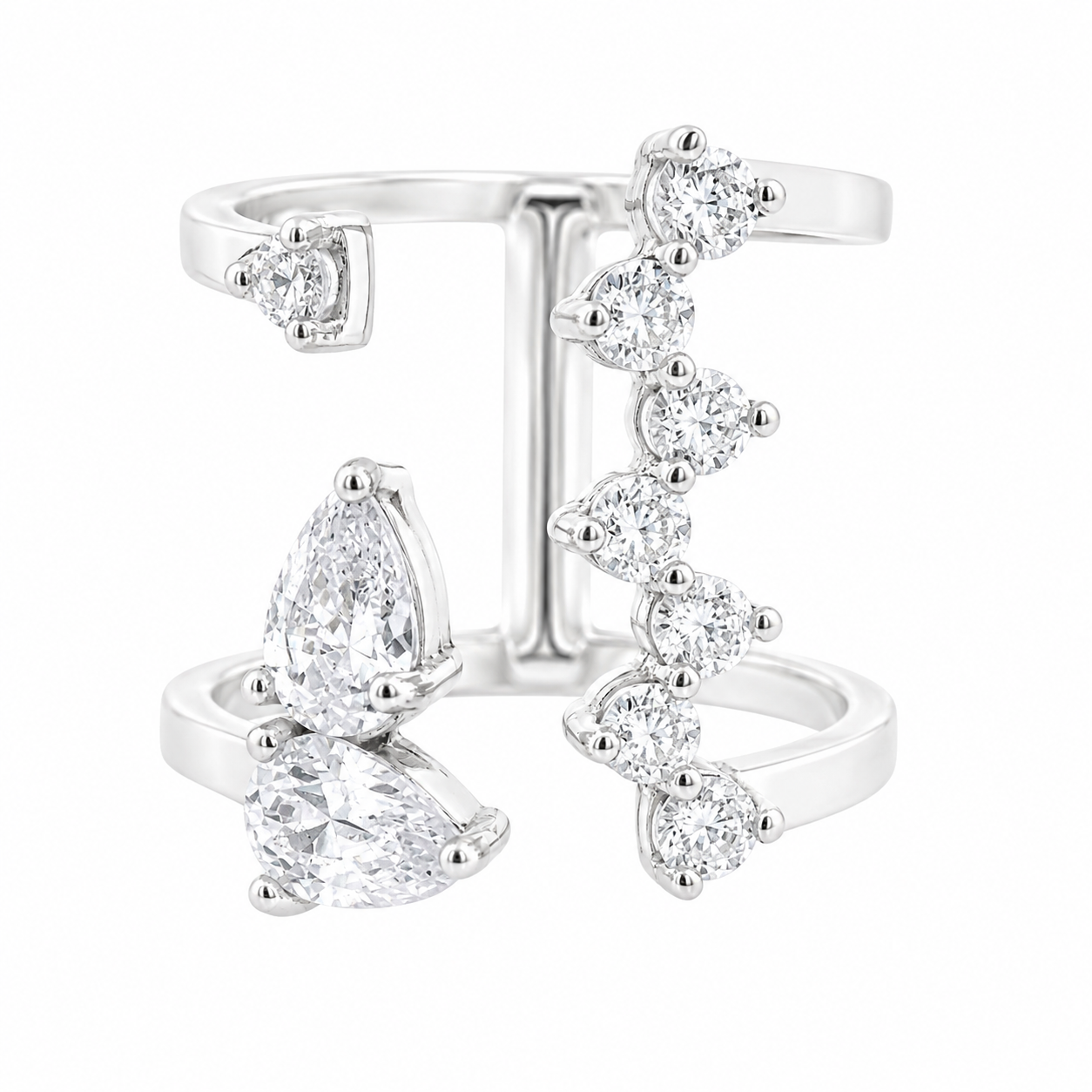 Open Stacked Teardrop and Circle Ring