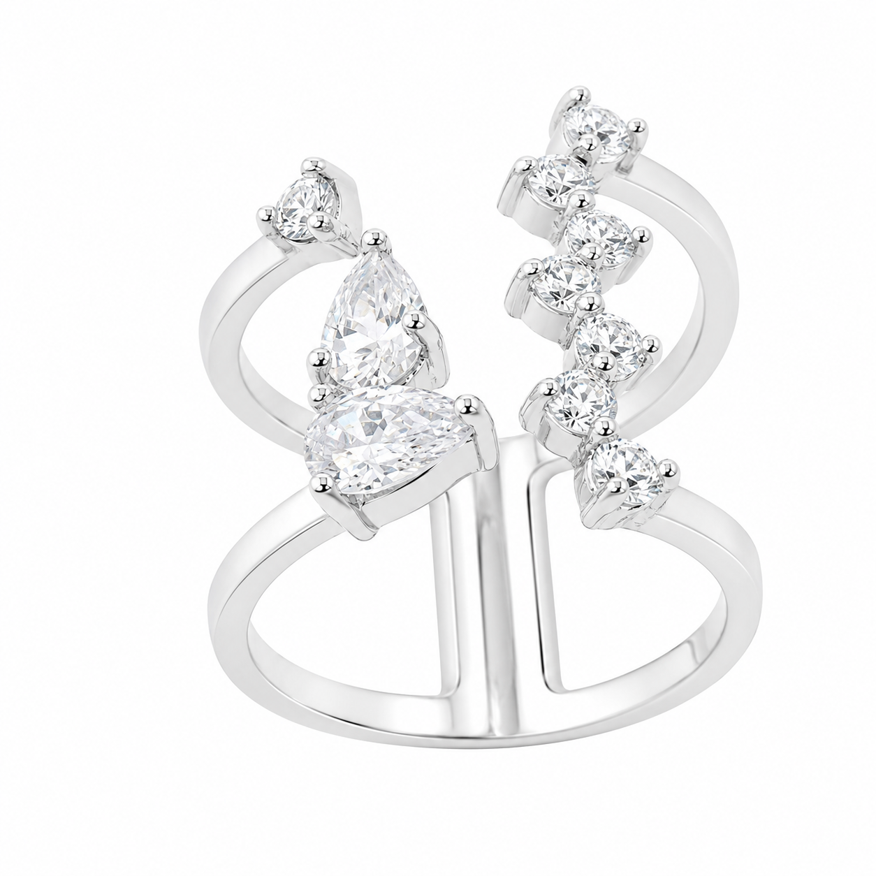 Open Stacked Teardrop and Circle Ring