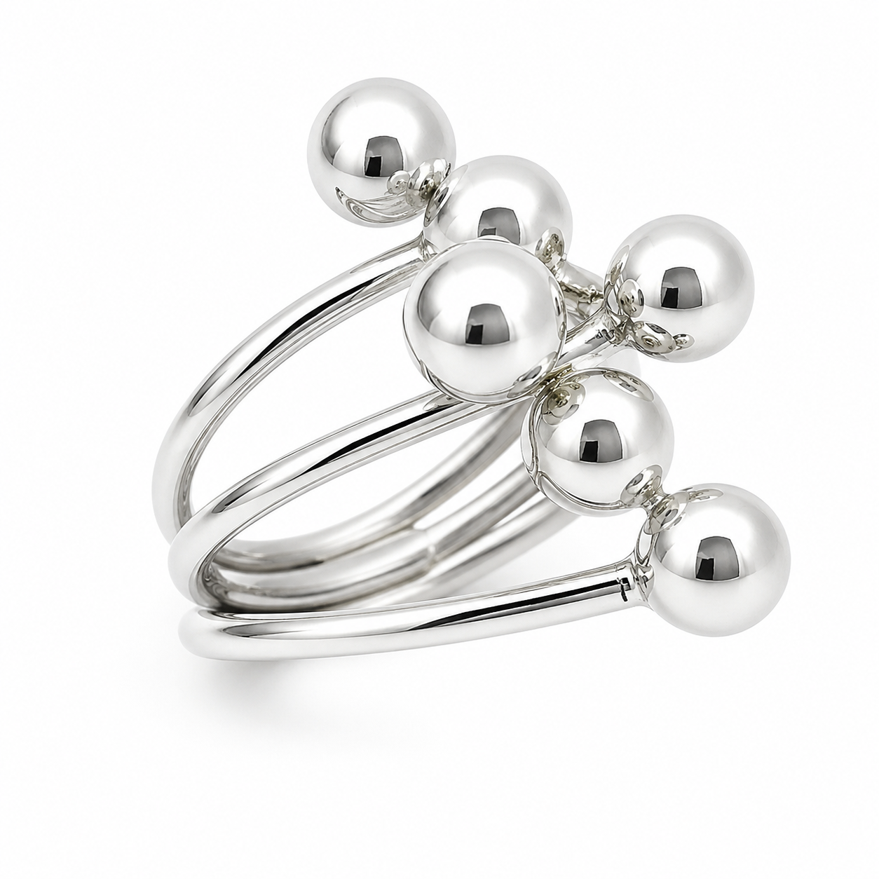 Sterling Silver 6 Half Ball Lined Ring