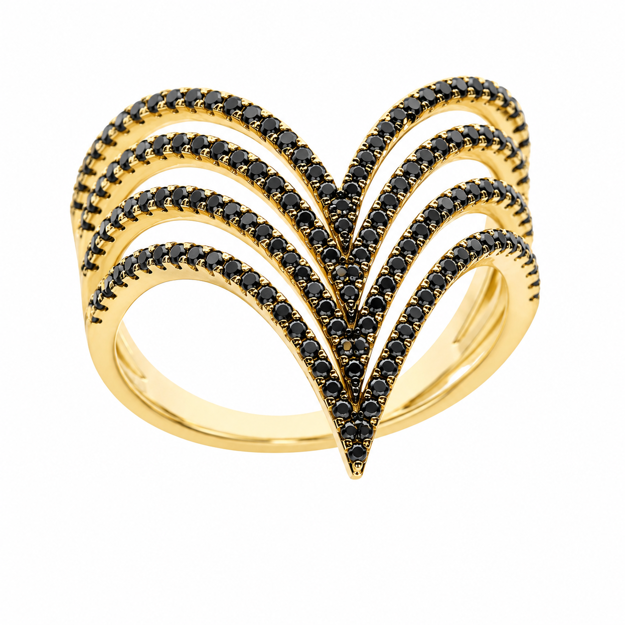 Black CZ Triangle Shaped Ring