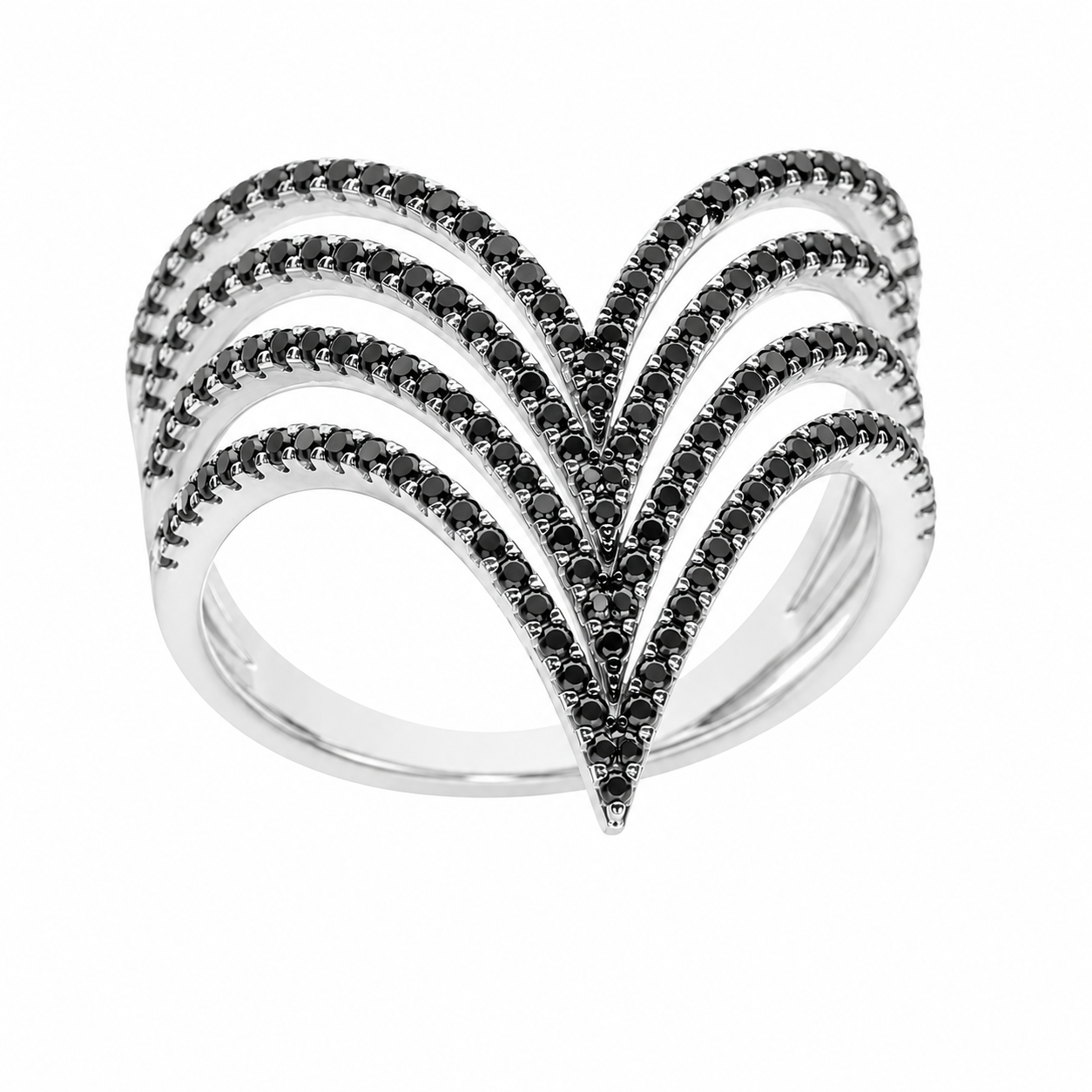 Black CZ Triangle Shaped Ring