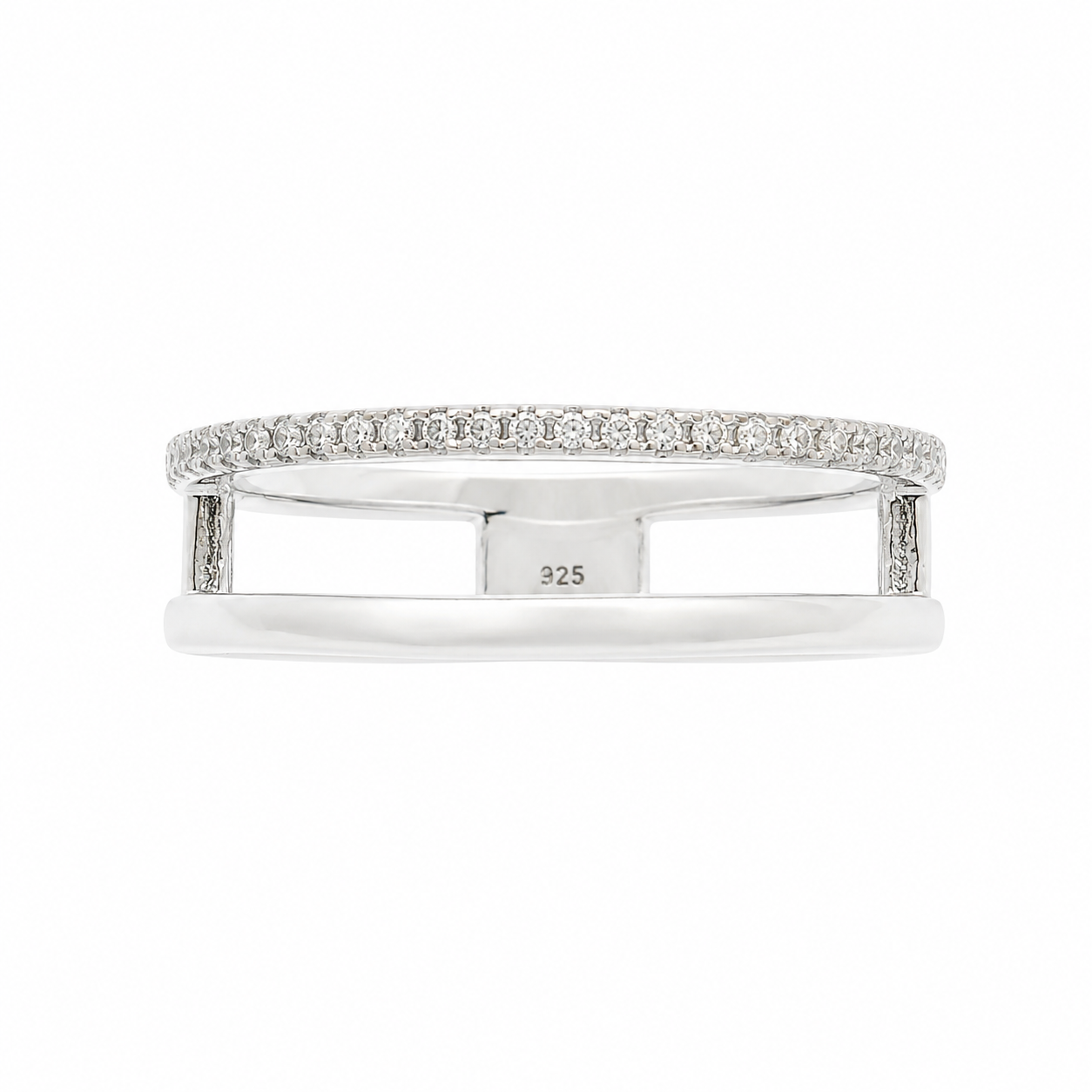 Sterling Silver Open Band Wire CZ Ring