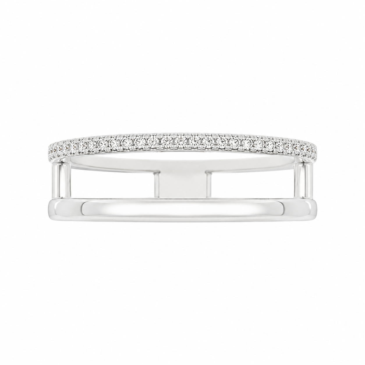 Sterling Silver Open Band Wire CZ Ring