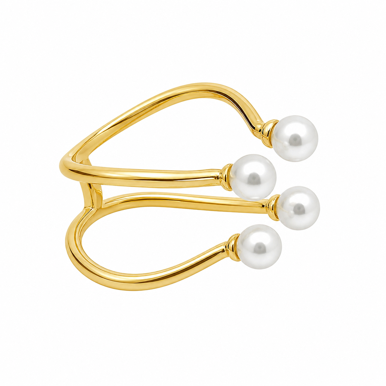 Sterling Silver lustrous pearls set in a minimalist band.