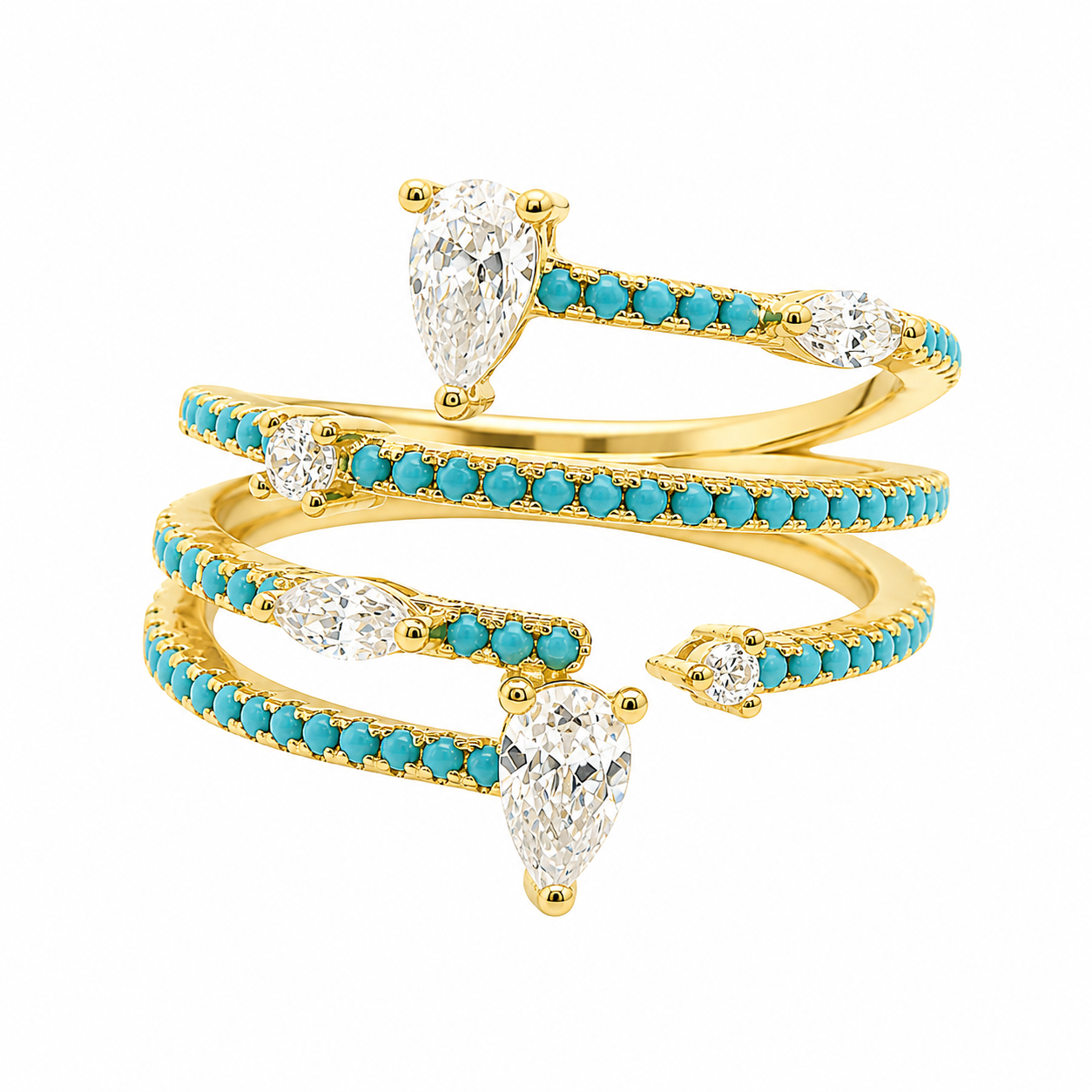 Wrap Around Blue CZ and Teardrop Ring