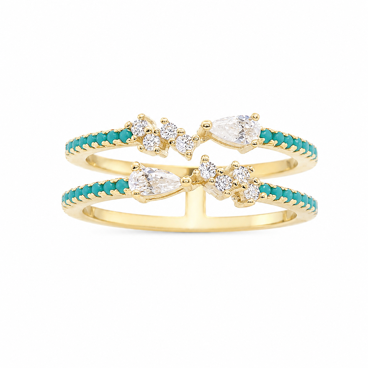 Blue CZ Stone With Detailed Center Clear Stones