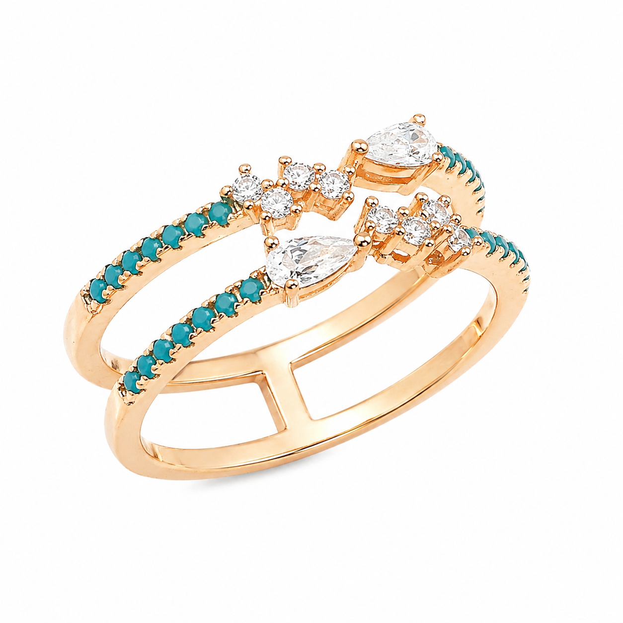 Blue CZ Stone With Detailed Center Clear Stones
