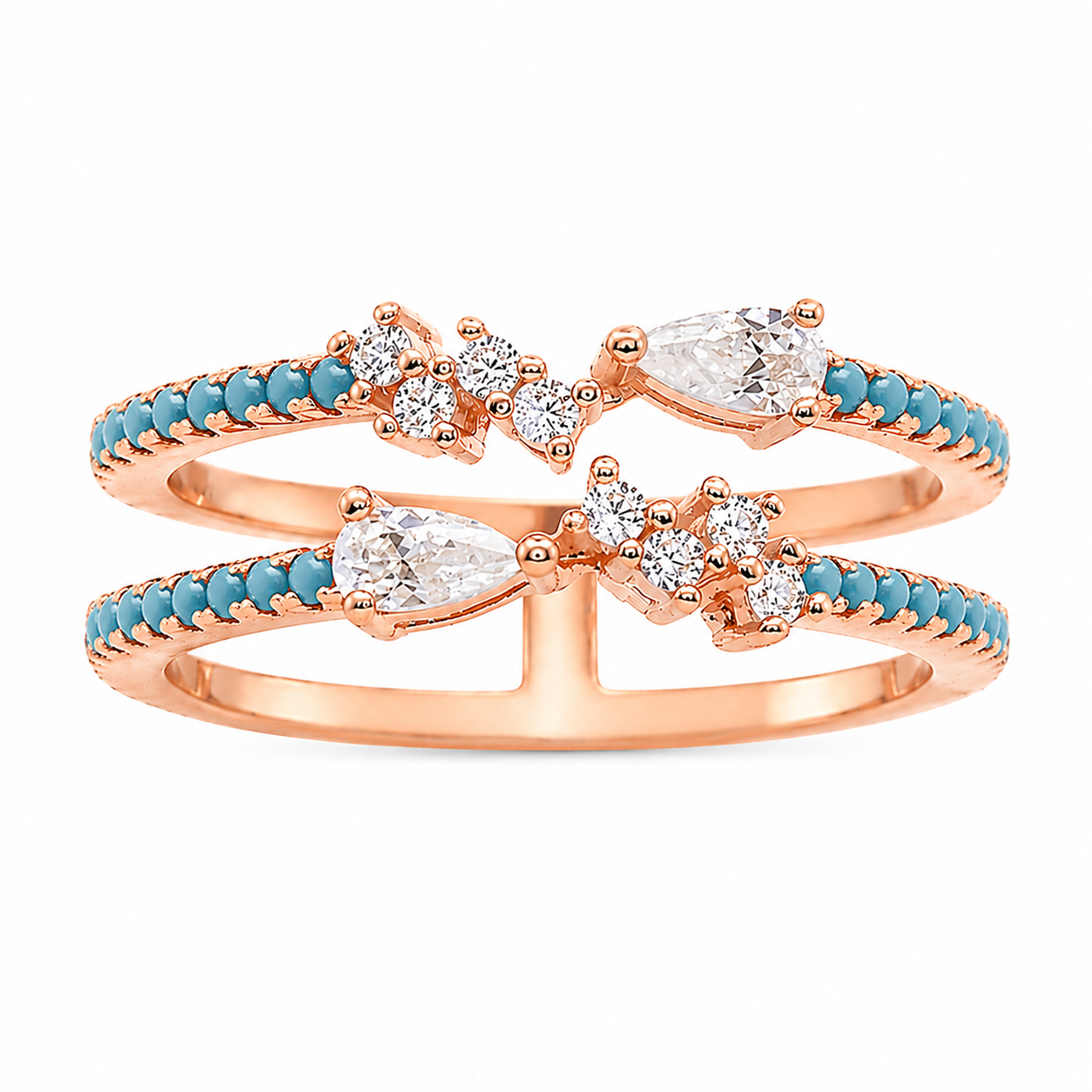 Blue CZ Stone With Detailed Center Clear Stones