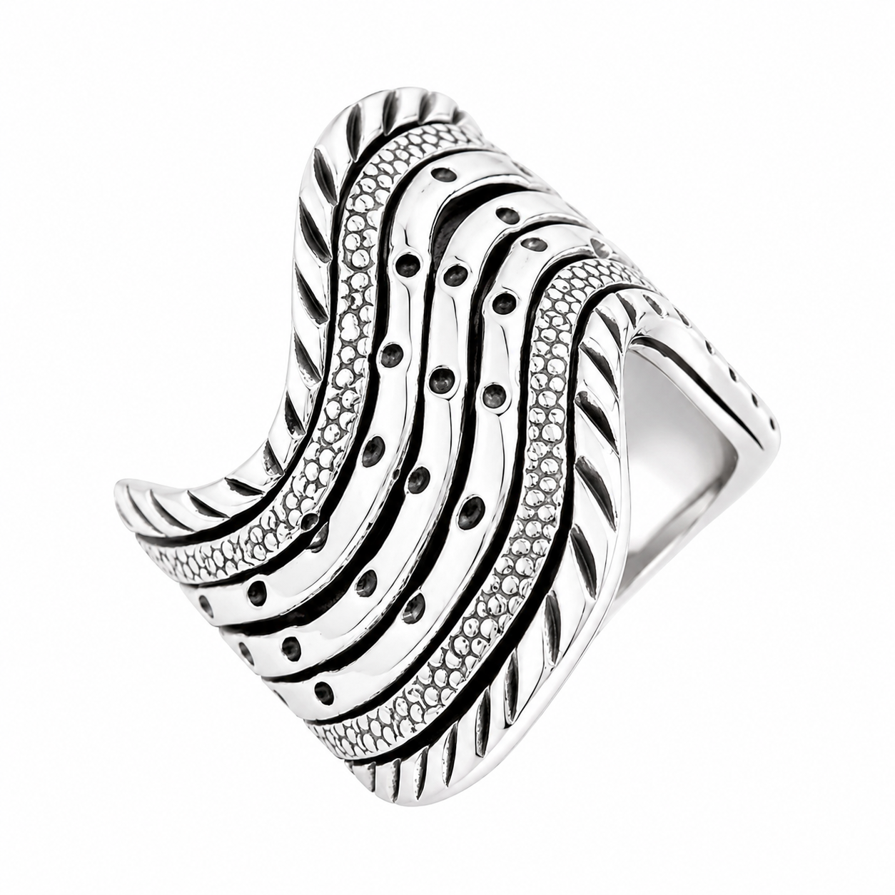 Sterling Silver Antique Curved Open Back Ring