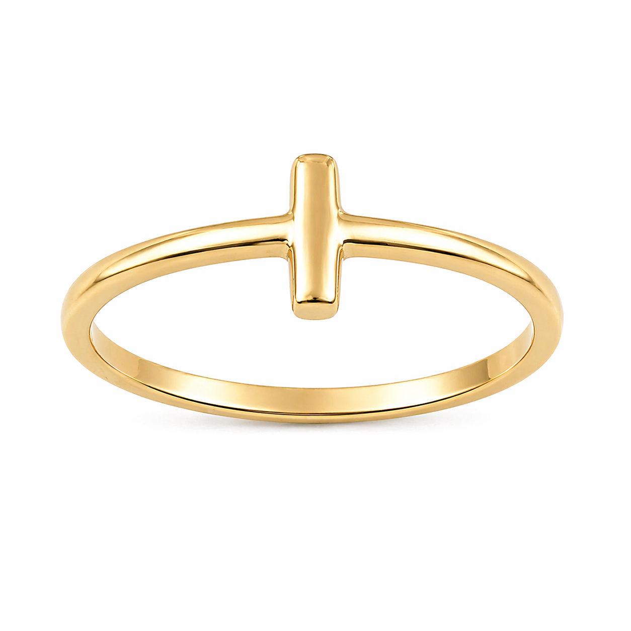Sterling Silver Plain Small Cross Straight Band