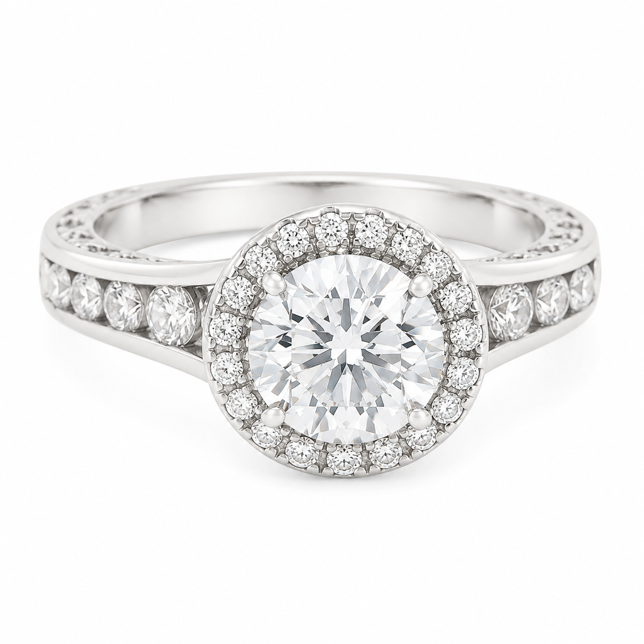 Sterling Silver Circle Halo CZ Wedding/Engagement Single Band Ring