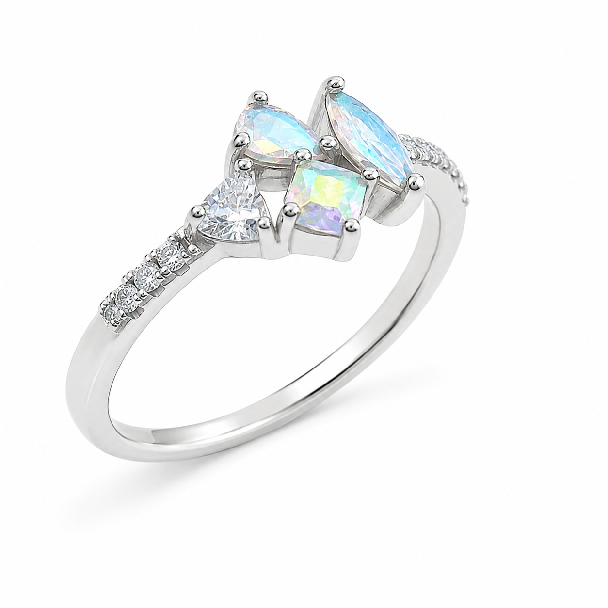 Sterling Silver Rainbow Cystral CZ Ring