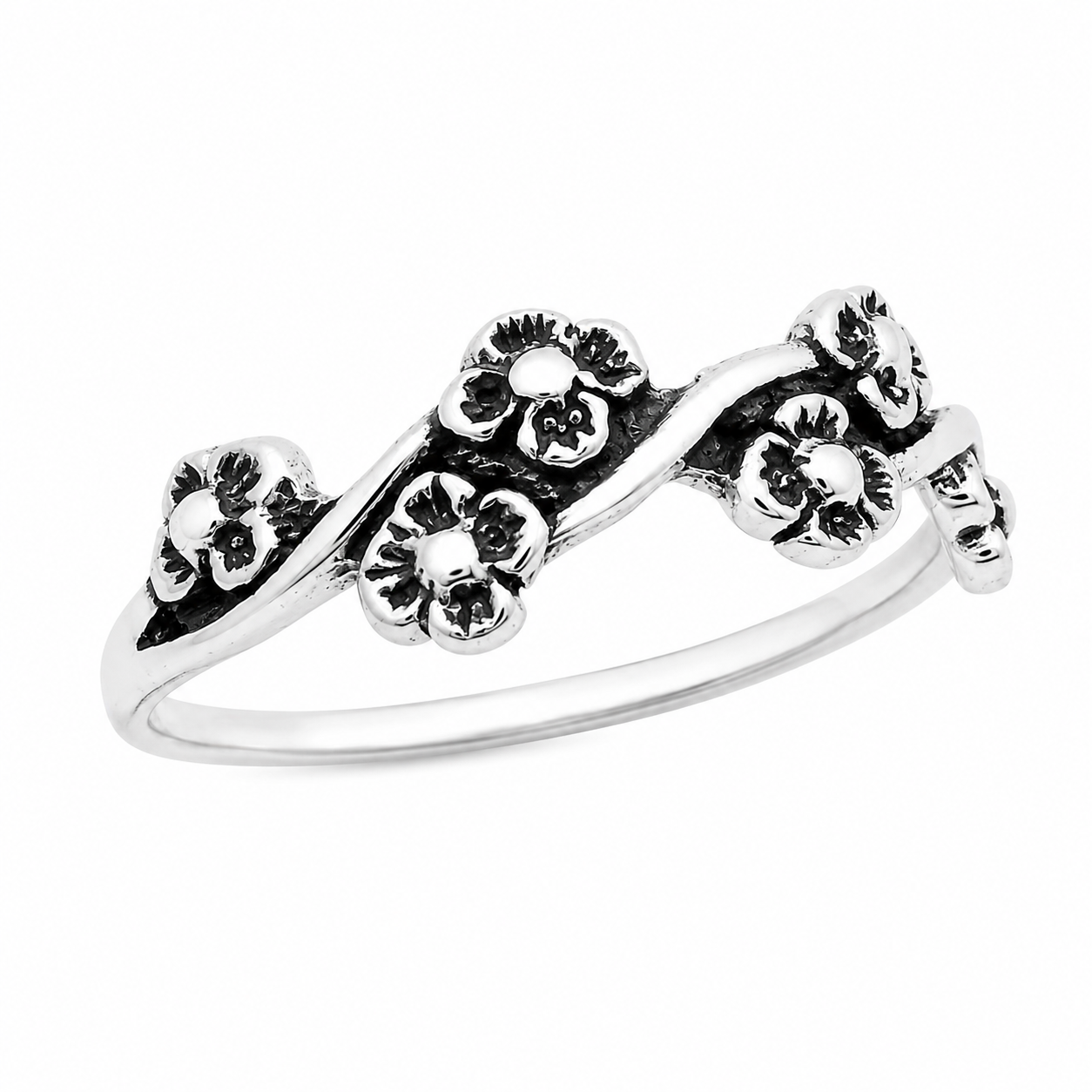 Sterling Silver Antique Floral Vine Ring