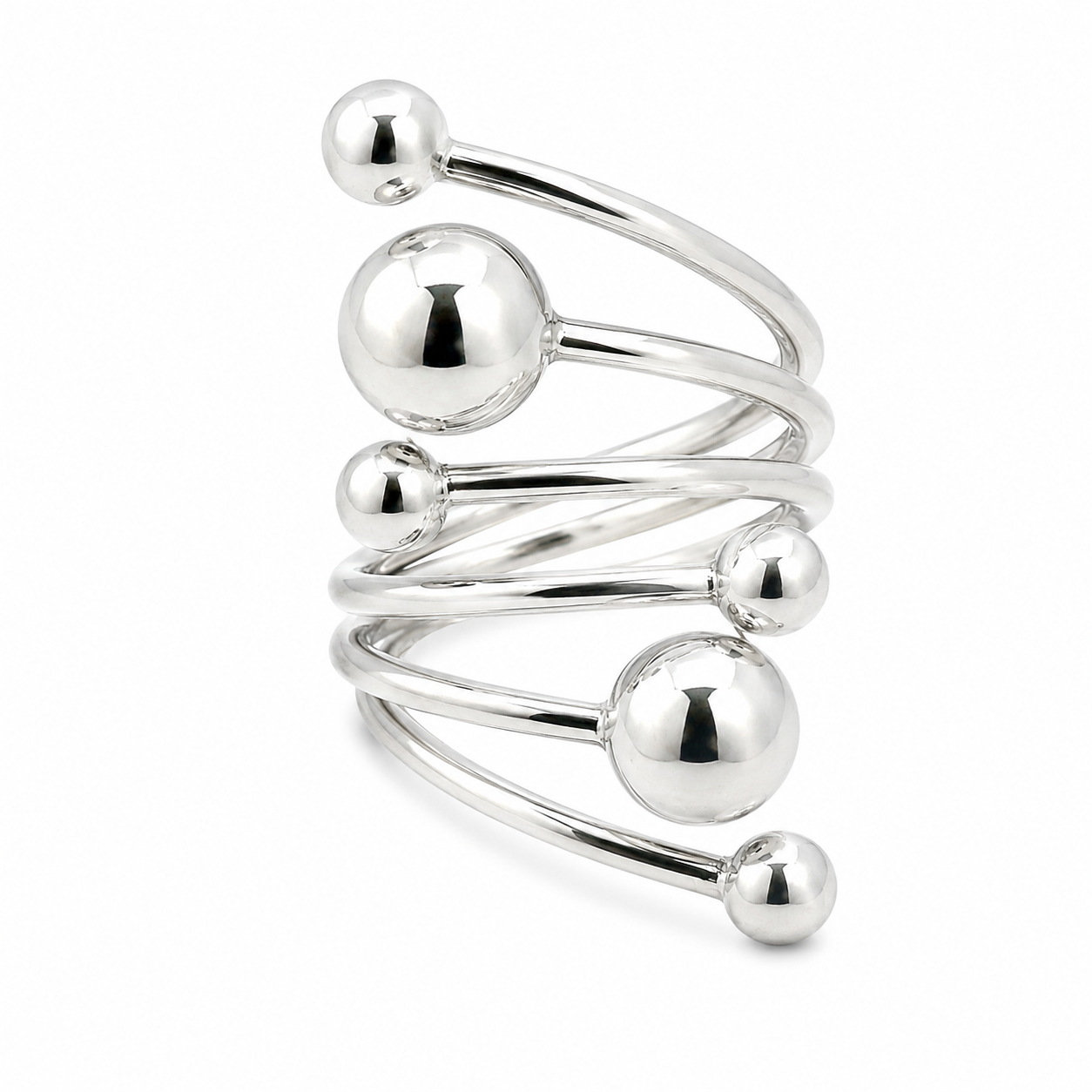 Sterling Silver Split Band Ball Ring