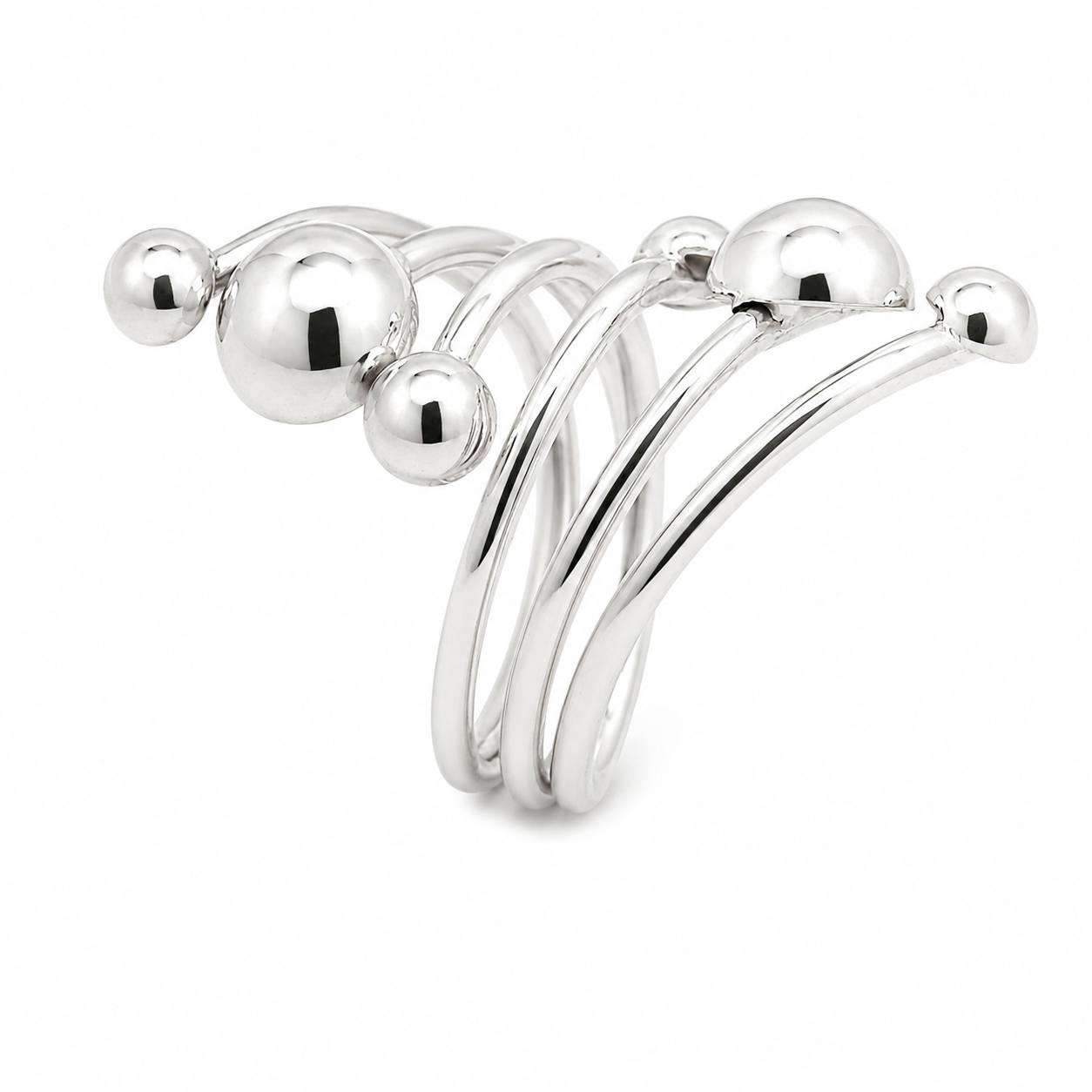 Sterling Silver Split Band Ball Ring